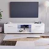 Vida Designs Cosmo LED TV Unit 2 Door Modern Gloss Matte MDF Living Room Cabinet Media Stand Furntiure RGB Light White 160cm - Image 3