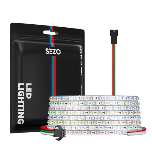 Image of SEZO WS2812B IC RGB LED Strip 160 Pixels /m 2.7mm Width Ultra Narrow Individually Addressable RGB Light 0807SMD Dream Full Color Flexible Tape 13.1ft IP30 DC12V(No Adapter or Controller)