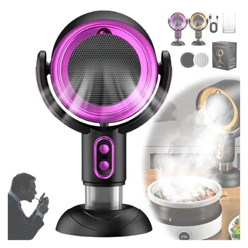 Puffhide Purifie - Ventilador de humo para fumar en interiores, ventilador purificador de humo, ventilador de humo Puff Hide limpia el aire y elimina el 99.97% del polvo y los olores (morado, carga)