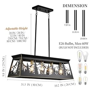 Rustic kitchen island lightingl32 inch 5 light black farmhouse rectangular chandelier for dining room over tablebar pendant light fixture kitchen island hanging light fixture  urban country home decor