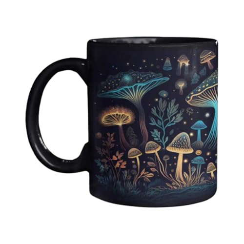 Taza de café con forma de seta - Taza que cambia de color de 12 oz Taza con forma de seta | Taza de té con patrón de setas que cambia de color, taza de café de cerámica, taza de chocolate caliente, ta