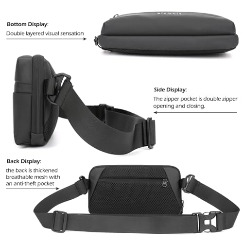 Sireck Belt Bag for Men Women, Water-resistant Fanny Pack Small Crossbody Bag, Adjustable Strap Sling Bag Travel Purse, Fashion Waist Pack Chest Bag for Workout Hiking Daily Traveling (Black) - Image 5