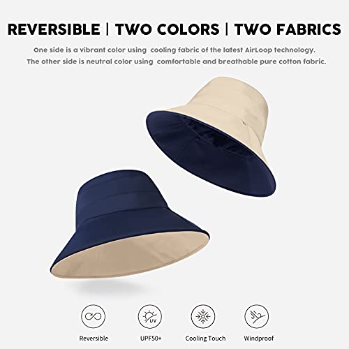 image for OZ SMART Reversible Sun Hat for Women, Silky Bucket Summer Hats Certif