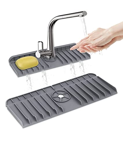 GLPLAYQ -Alfombrilla de silicona para grifo de agua, alfombrilla para fregadero de cocina, protector de goteo, almohadilla de