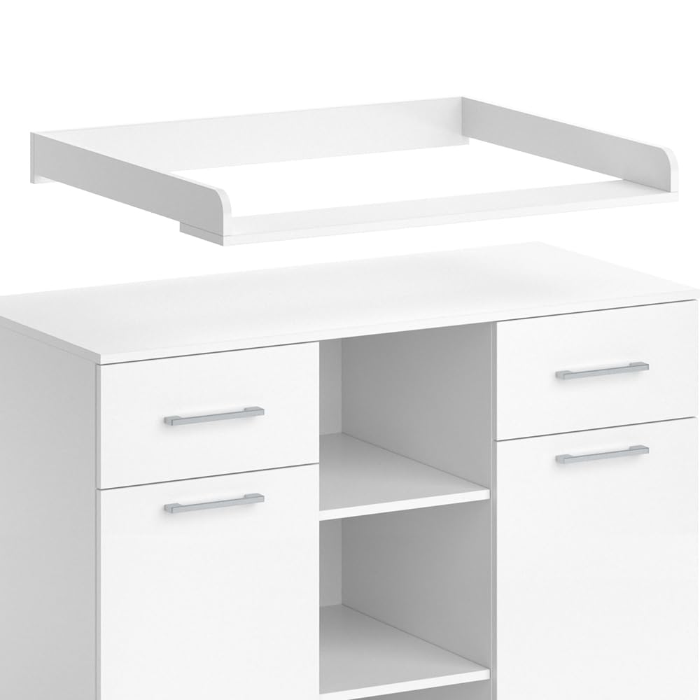 Vicco Cómoda Cambiador Leonie, Blanco, 113 x 109 cm, con Cambiador extraíble para Usar como cómoda