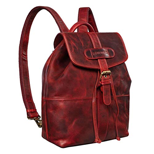 STILORD 'Ranger' Vintage Mochila Piel 13,3 pulgadas Mochila para portátil para MacBook Mochila retro robusta y elegante Daypack Piel genuina, Color:kara - rojo