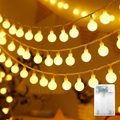 Kaleora LED Lichterkette 2M 20 LED Lichterkette Kugeln Batteriebetrieben Warmweiß Kugel Lichterketten für Weihnachten Hochzeit Party Balkon Camping Kinderzimmer Innen & Außen