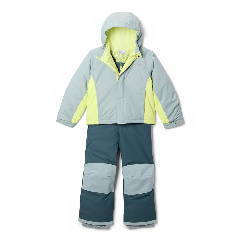 Columbia Youth Buga 3 Set, Snowsuit Ski Jacket and Pants Set, Crushed Blue/Neon Light/Everblue, Medium