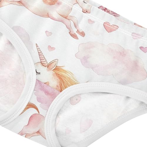 Wusikd Flying Unicorn Girls' Underwear Cotton Clouds Hearts Girls Briefs Soft Toddler Underwear 2T4