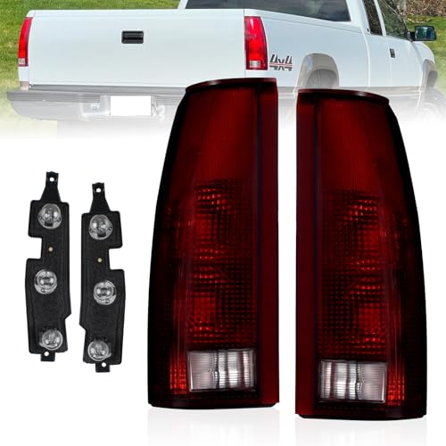 Boine Tail Light Compatible With 1988-1999 Chevy/GMC Silverado Sierra C/K 1500 2500 3500 Suburban Tahoe Blazer Yukon Cadillac Escalade Driver and Passenger Side Rear Light Housing (W/Bulb-Red Smoke)