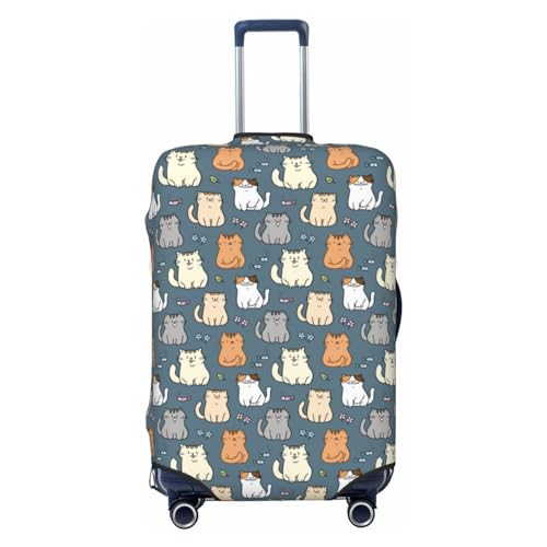 Cute Cartoon Cat Luggage Cover Washable Elasticated Luggage Covers for Suitcase TSA Approved Stylish Scratch Resistant Luggage Case Protector