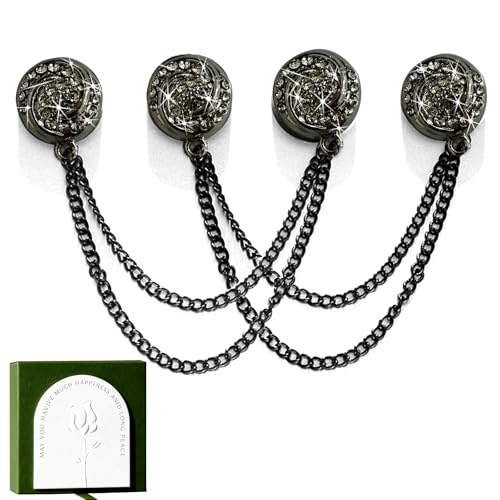 Image of Magnetic Clips with Chain Hijab Magnets for Pant Hem Leg & Sleeve Adjuster Hijab Scarf for Women for Clothing Accessories with Rhinestone Embellishments
