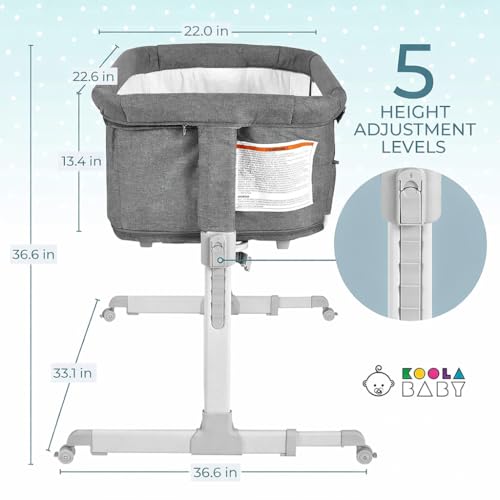 Image of KoolerThings 3 in 1 Baby Bassinet, Bedside Sleeper, & Playpen, Easy Folding Portable Crib (Grey)- KoolaBaby (Bassinet)