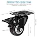 CoralBloom Heavy Duty Castor Wheels Set of 4 with Brakes - 360° Rotating Furniture Castors for Trolley/Dolly/Bed - Durable Polyurethane Small Casters Wheels