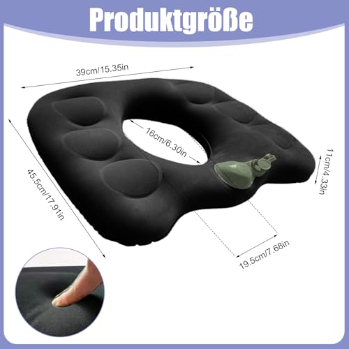 Aufblasbares Sitzkissen Orthopädische, Multifunktionales Ergonomisches Ringkissen for Steißbein und Rückenschmerzen, Sitzring Hämorrhoiden for Zuhause Büro Auto lindert Ermüdung durch langes Sitzen