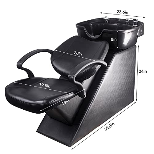Ainfox Shampoo Barber Backwash Chair, Abs Plastic Shampoo Bowl Sink Chair For Spa Beauty Salon (Black) #TOP6