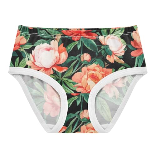 Toddler Girls Underwear 2t Cotton Panties Little Girl Cartoon Undies Kids Briefs Vintage Red Floral Elegant Flowers