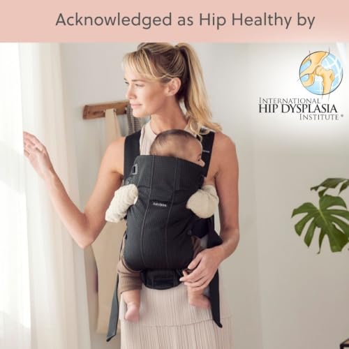 Image of BabyBjorn Baby Carrier Mini, Black, 3D Mesh | Newborn Carrier (7-15 lbs), Ergonomic, Easy-to-Use