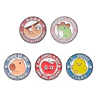Round Cartoon Enamel Pins Letter Animal Series Brooches Lapel Badge Duck Frog Sloth Capy Enamel Pin for Backpacks Badges Hats Bags Lapel Pins Accessory for Women Girls Gift