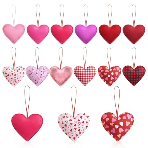 12er Valentinstag Deko Set – Filz Herz Deko zum Aufhängen in Rot &...