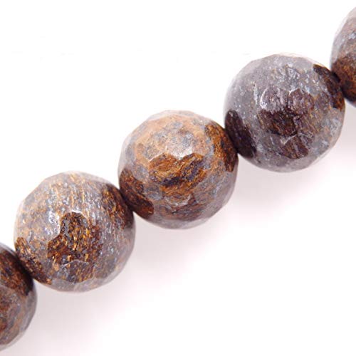 Malahill Faceted Gemstone Beads for Jewelry Making, Sold per Bag 5 Strands Inside (Bronzite, 8mm)