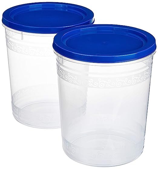REGOLITH ENTERPRISES 2-Piece Kitchen Storage Container Set, 7.5 litres, Blue Lid, Plastic, Plastic