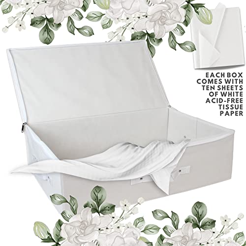 Hoesh UK, White Large Wedding Dress Storage Box, Under Bed with Lid & Acid Free Tissue, bridal gown storage - Image 3