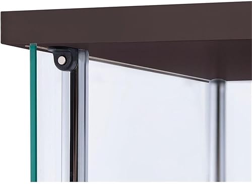 Miniatura 5 de BOWERY HILL Vitrina de cristal de 4 estantes con vigas de soporte cromadas y tapa base marrón capuchino