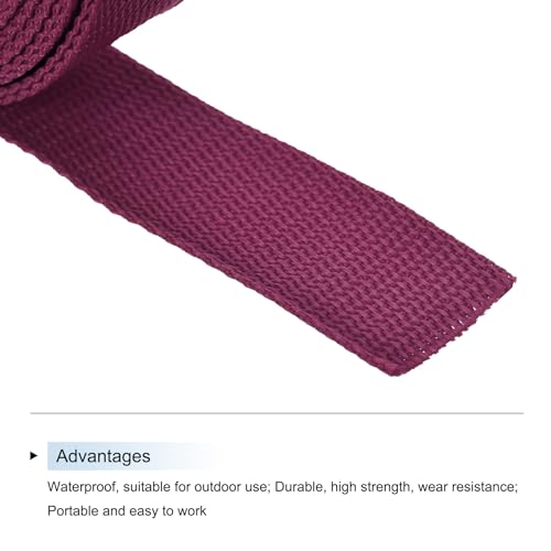Image of MECCANIXITY Lightweight Polypropylene Webbing Strap 1.5 inch 10 Yard Backpack Strapping Band Dark Red for Outdoor Luggage Cargo Straps