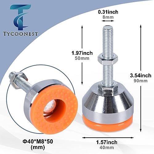 Tycoonest 4 PCS M8xThread 50xBase 40 Leveling Feet Adjustable Carbon Steel Machine Feet Heavy Duty Furniture Leveler for Furniture,Table - Image 2