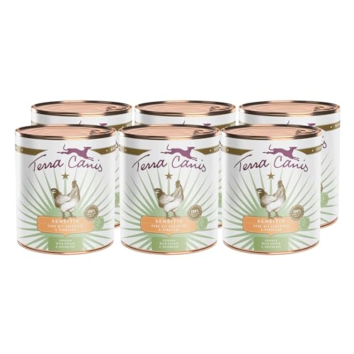 Terra Canis Huhn, Kartoffel & Himbeere - Sensitiv Nassfutter, 6x800g I Premium Hundefutter für verdauungssensible Hunde I Allergenfrei, getreidearm & leicht verdaulich