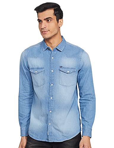 Image of Amazon Brand - INKAST Men Slim Fit Denim Shirt