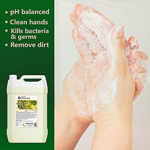 Image of Khadi Organique Hand Wash Advanced Lemon & Organic Neem Anti Bacterial Hand Wash For Best Ever Protection | Cleanses | Moisturizes Dermatologically Tested (5 L)