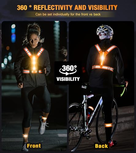 Led Light Up Running Vest Reflective Vest for runners night walking Rechargeable LED Reflective Running Vest High Visibility with Adjustable Waist/Shoulde - Image 3