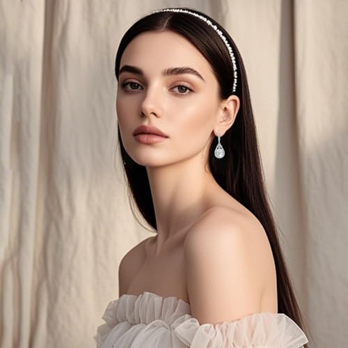 18K White Gold Plated Teardrop Leverback Earrings S925 Sterling Silver Birthstone Dangle Earring for Women Hypoallergenic Oval Cut CZ Earrings Timeless Jewelry Gifts3