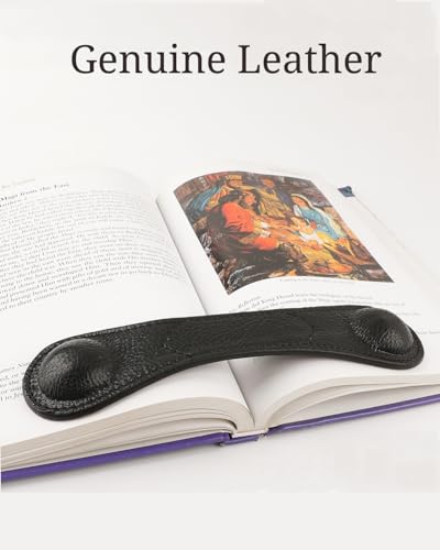 Image of Weighted Bookmark - Leather Book Page Weight Book Weights Holder for Hands-Free Reading Paper Weights for Cookbooks Crafts Music Books Bookmarks(01Black)