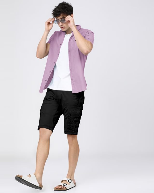 Image of BRUCEWANE Men's 100% Cotton Half Sleeve Shirt