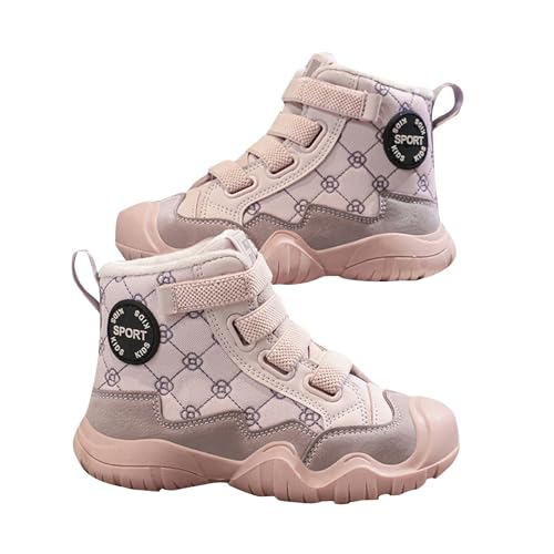 Girls Boys Hiking Boots Slip On Fleece Lined Warm Shoes Kids Winter High Top Sneakers Trendy Casual Trainers