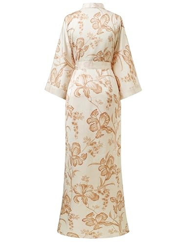 Image of PRODESIGN Kimono Robe for Women - Long Satin Sleepwear Silky Kimono Cover-Up Nightgown Japanese Bathrobe Loungewear Blouse