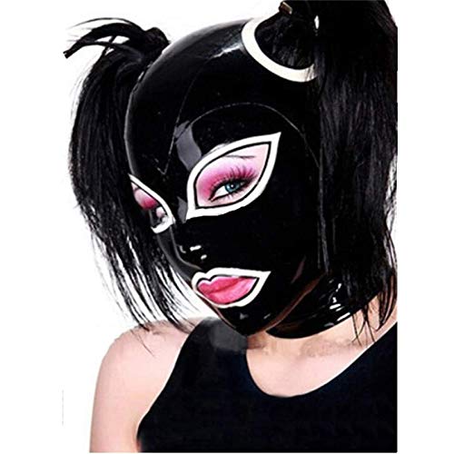 Latex Mask SM Latex Mask Sex Mask, Special Openings for Hair, Zipper at The Back, Porn Restriction Fetish Costumes, Suitable for Stage Performances in Night Clubs,S
