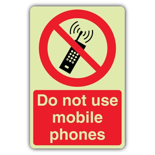 Signalisation photoluminescente Do Not Use Mobile Phones pour espace sécurisé