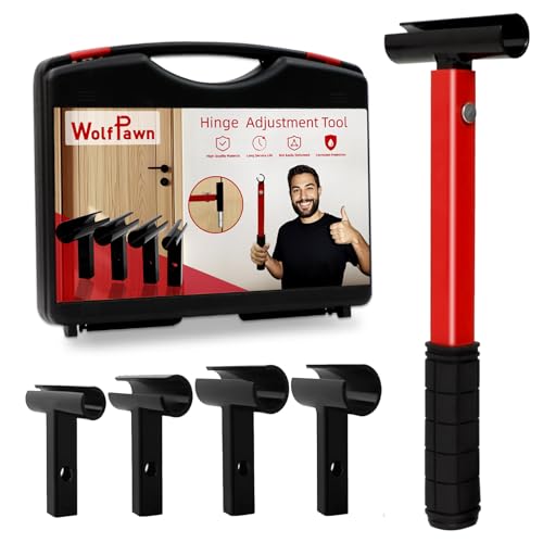 Image of 4-in-1 Door Hinge Adjustment Tool Kit, Professional Hinge Gap Adjusting Wrench for Cabinet Doors and Furniture Assembly, Heavy Duty Painted Steel Hinge Bender Wrench with Rubber Grip