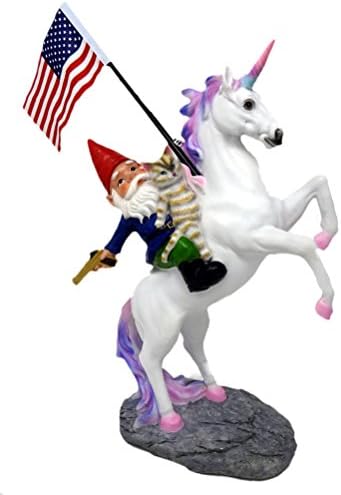 Funny Guy Mugs Garden Gnome Statue - The Ultimate Trio: Cat, Gnome & Unicorn Statue - Indoor/Outdoor Garden Gnome Sculpture for Patio, Yard or Lawn