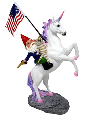 Funny Guy Mugs Garden Gnome Statue - The Ultimate Trio: Cat, Gnome & Unicorn Statue - Indoor/Outdoor Garden Gnome Sculpture for Patio, Yard or Lawn