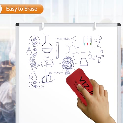 VIZ-PRO Whiteboard/Flipchart-Staffelei, höhenverstellbar, nicht magnetisch, trocken abwischbar, 90 x 60 cm