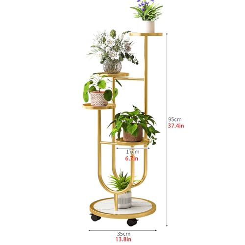 Étagère à plantes avec roulettes : support multicouche en U stable pour déplacer vos fleurs - 3