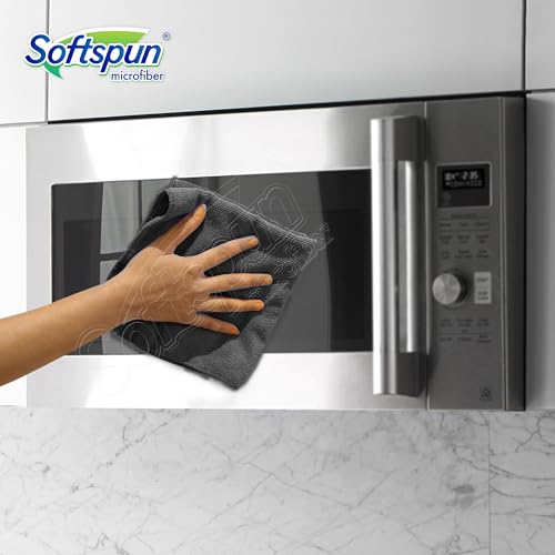 Image of SOFTSPUN Microfiber Cleaning Cloths, 50X50cm 5 pcs 340 GSM Grey! Highly Absorbent Lint and Streak Free Multipurpose Wash Cloth for Kitchen Window Stainless Steel Silverware.