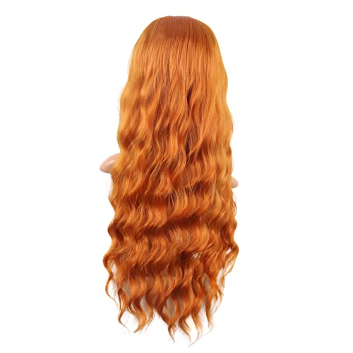 Image of MapofBeauty 28 Inch /70 cm Long Wavy Middle Part with No Bangs Synthetic Fiber Curly Fashion Women Party Cosplay Wig (Orange)