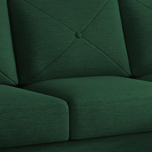 Image of Baloney RHS 4 Seater L Shape Sofa Set for Living Room (Green Fabric) Premium Fabric Sofa