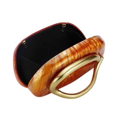Image of Women Acrylic Clutch Box Metal Handle Evening Bag Trendy Ladies Shoulder Crossbody Purse for Wedding Party Causal